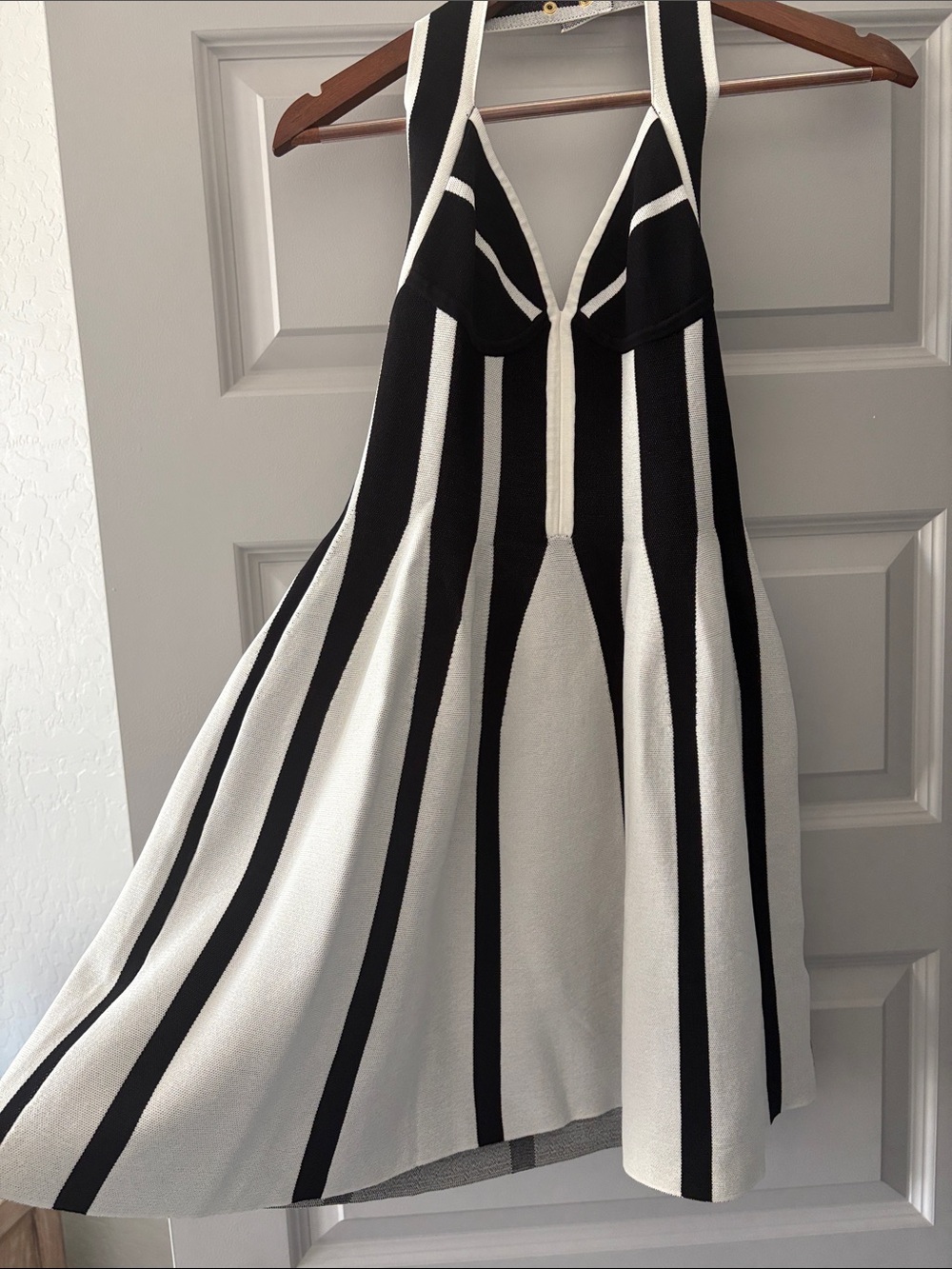 Balmain Black and White Fit and Flare Mini Dress